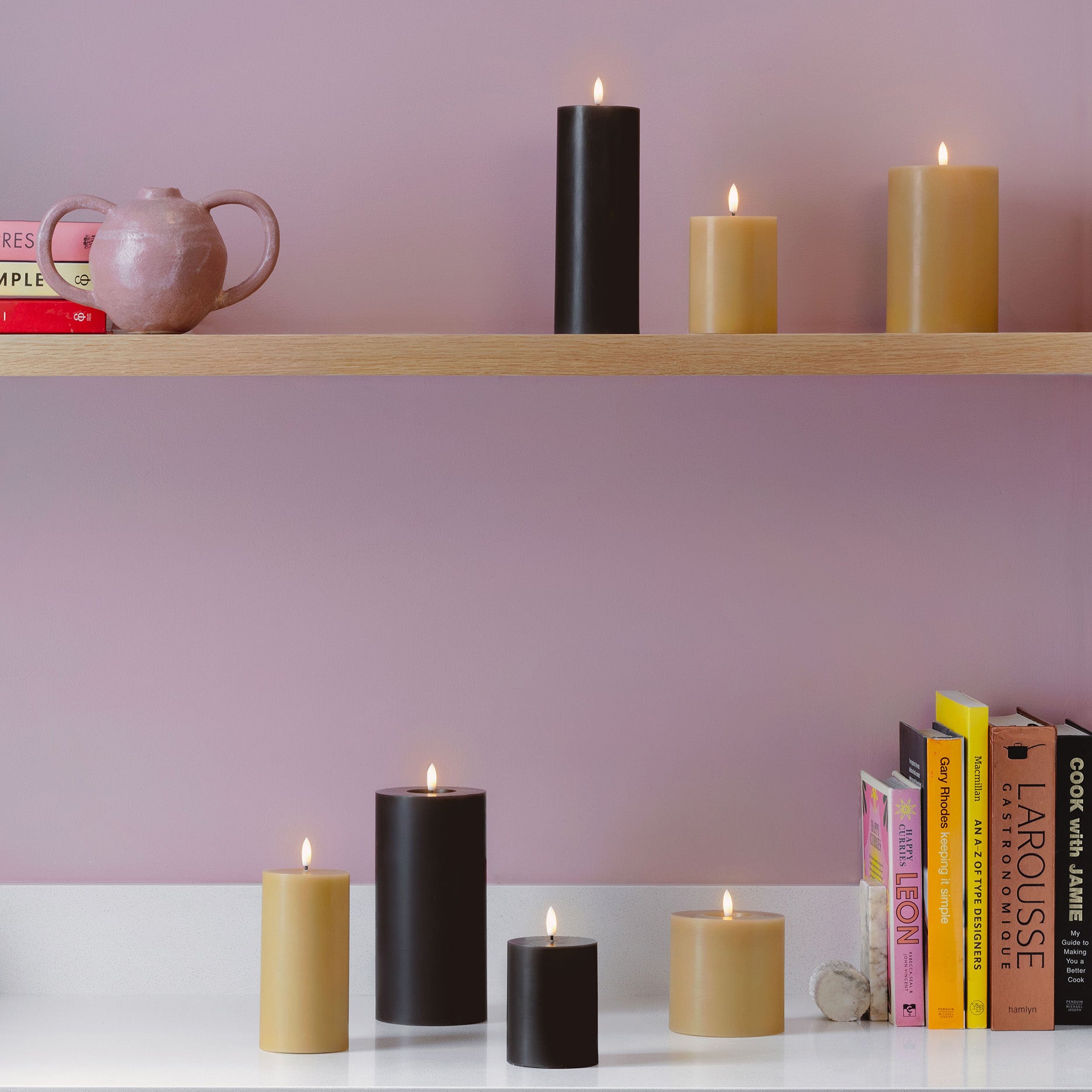 LED pillar candle 4,9x7,5 cm honey mustard